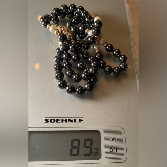 Genuine Pearl, Hematite & 14K Gold 28” Necklace. Great Mother's Day Gift! - Picture 4 of 9